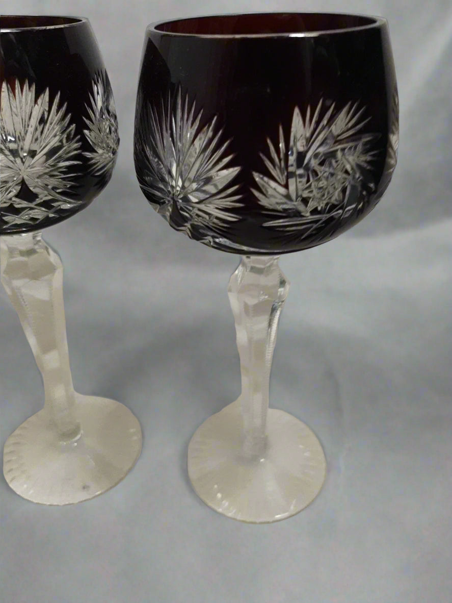 Set of 4 Nachtmann Traube Wine Hock Goblets - Approx 8" tall