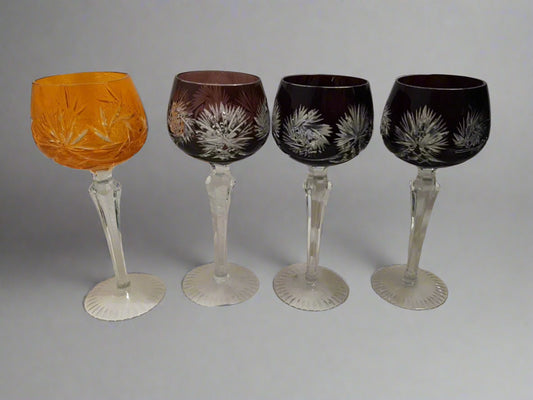 Set of 4 Nachtmann Traube Wine Hock Goblets - Approx 8" tall