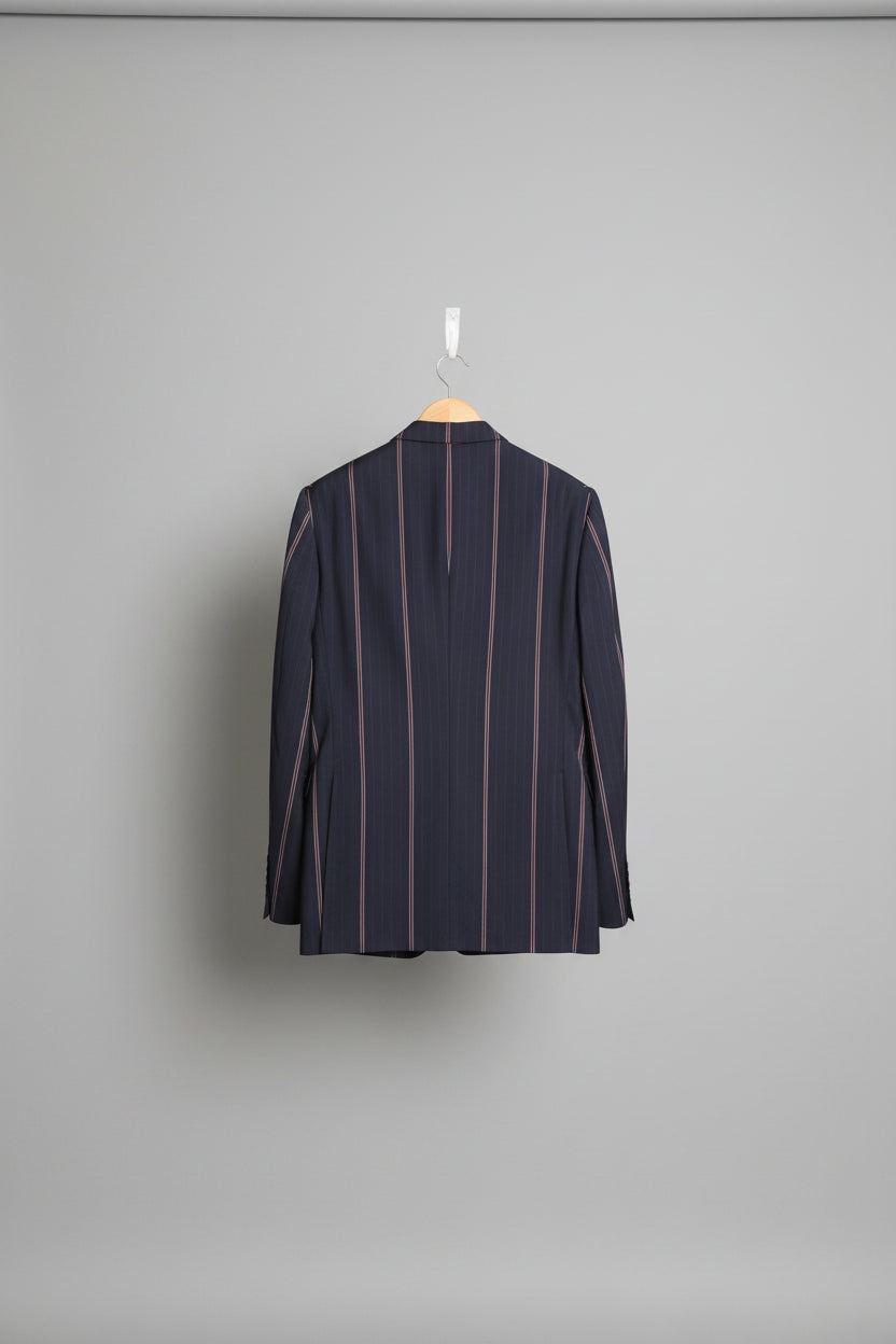 Kenzo Homme Blue Striped Blazer Jacket - Size Large - Double Breasted - Navy Blue