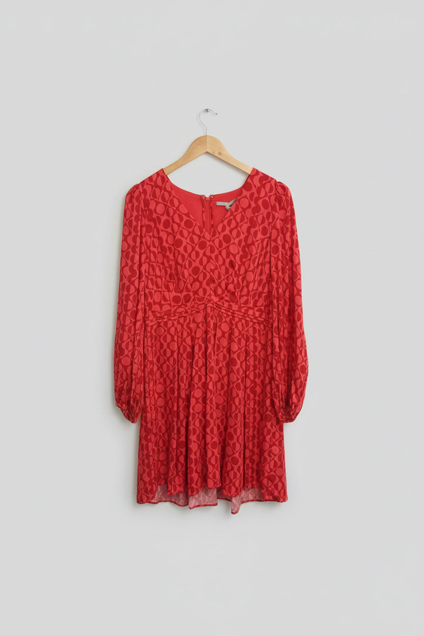 Oliver Bonus Knee Length Red Geometric Pattern Dress New with Labels Size 10