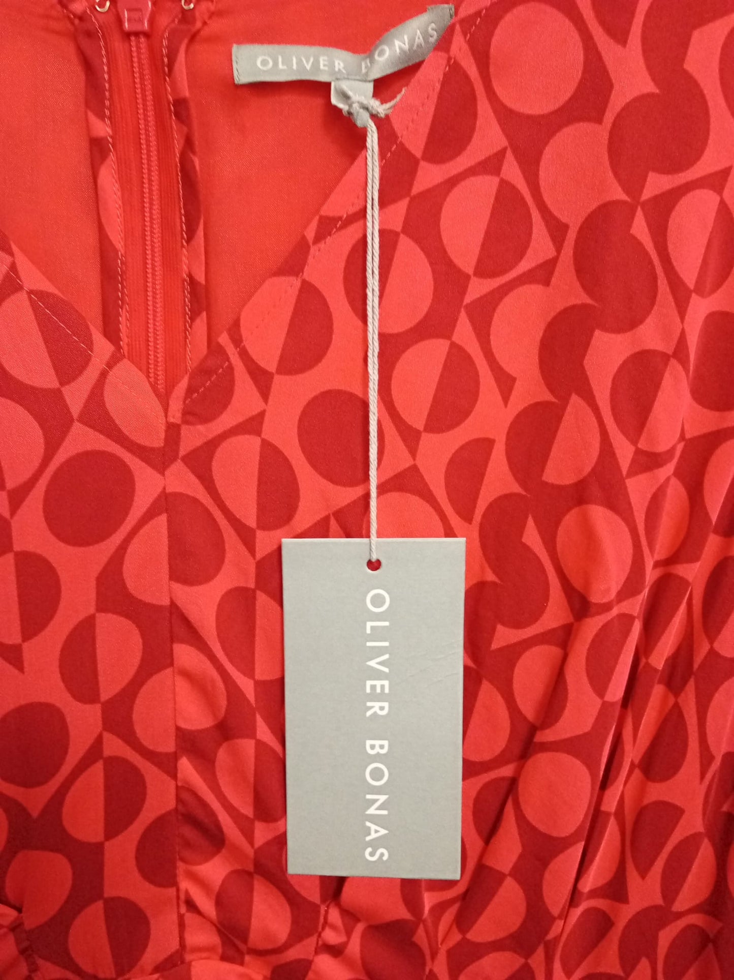 Oliver Bonus Knee Length Red Geometric Pattern Dress New with Labels Size 10