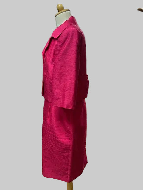 Hobbs Ladies Cerise Pink Dress & Jacket - Dress Suit - UK 14 EU 42 - MOG MOB - Co-Ord