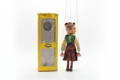 Pelham Puppets Wooden Cowgirl String Puppet SS15 Marlborough Wilts Vintage