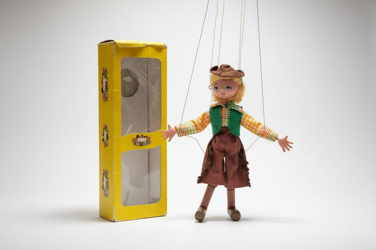 Pelham Puppets Wooden Cowgirl String Puppet SS15 Marlborough Wilts Vintage