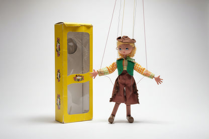 Pelham Puppets Wooden Cowgirl String Puppet SS15 Marlborough Wilts Vintage