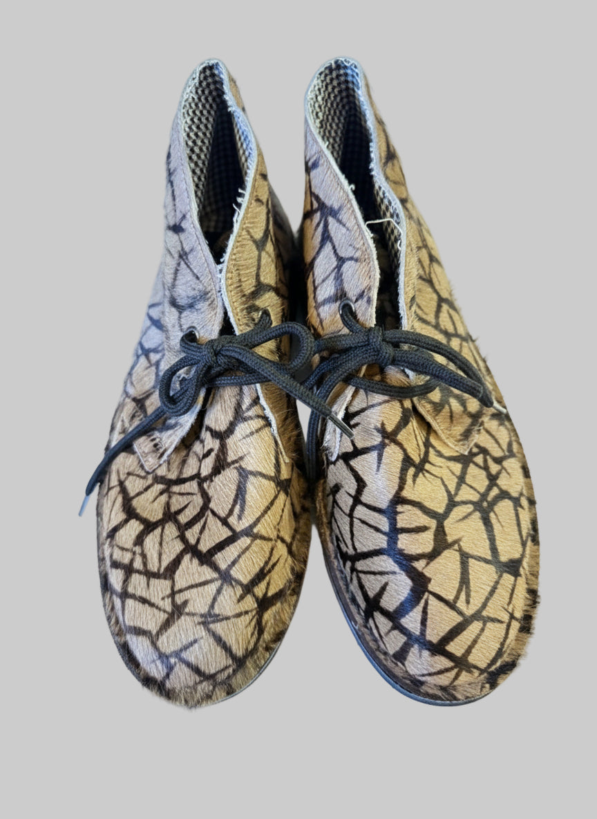 Polini Pony-Hair Boots UK 5 EU 38 Animal Print Lace-Up Safari