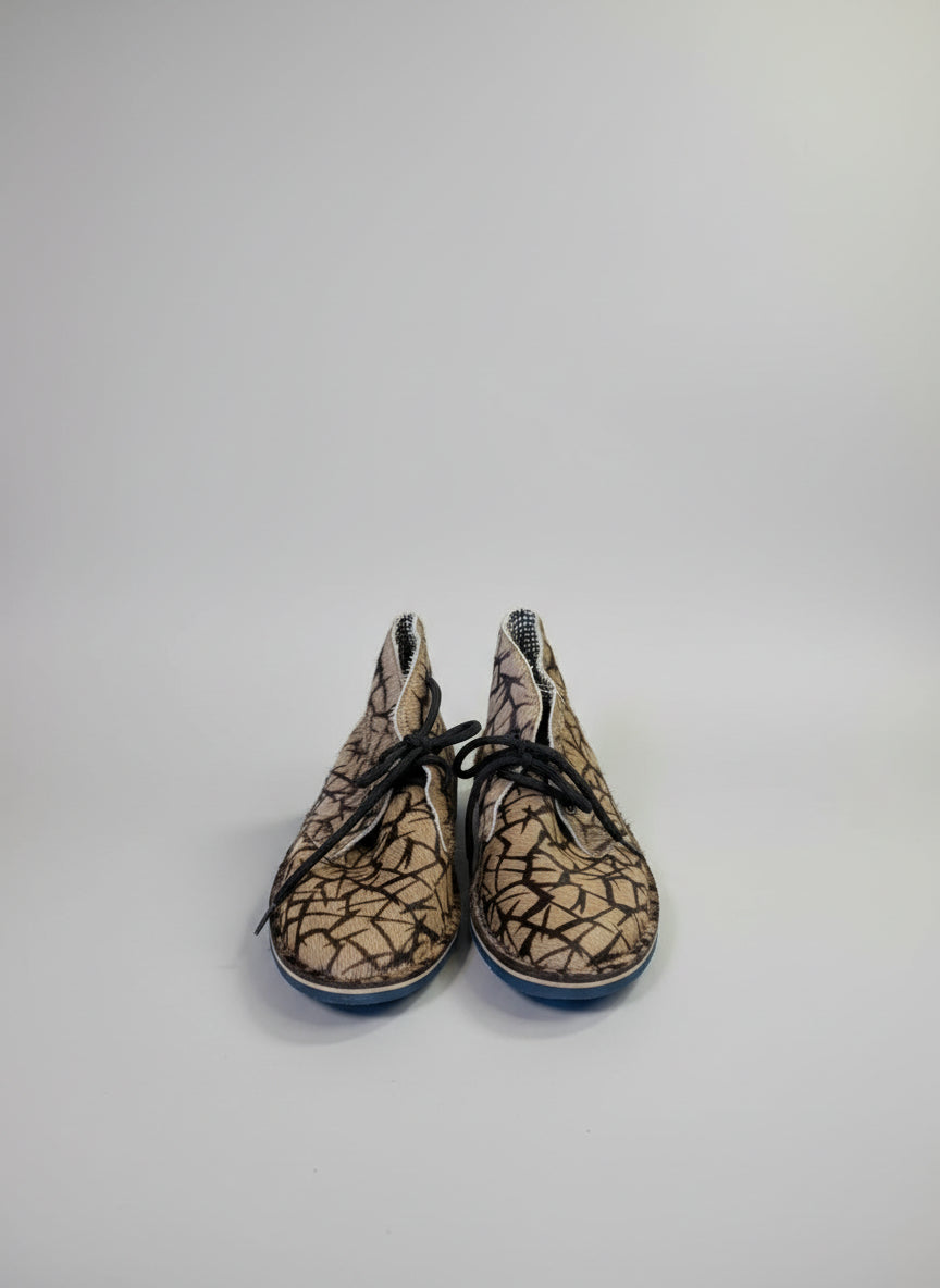 Polini Pony-Hair Boots UK 5 EU 38 Animal Print Lace-Up Safari