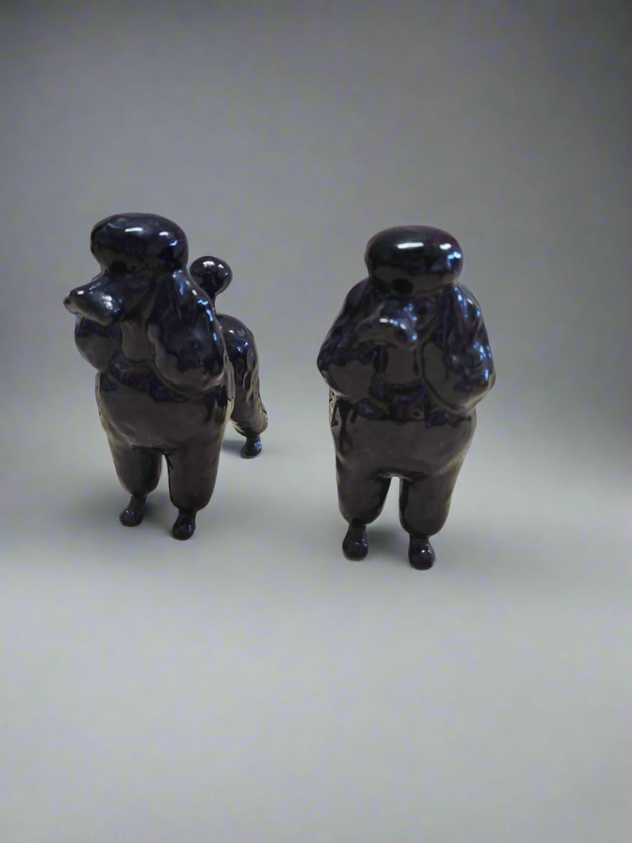 Pair of Large Beswick Poodle Black Gloss