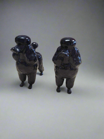 Pair of Large Beswick Poodle Black Gloss