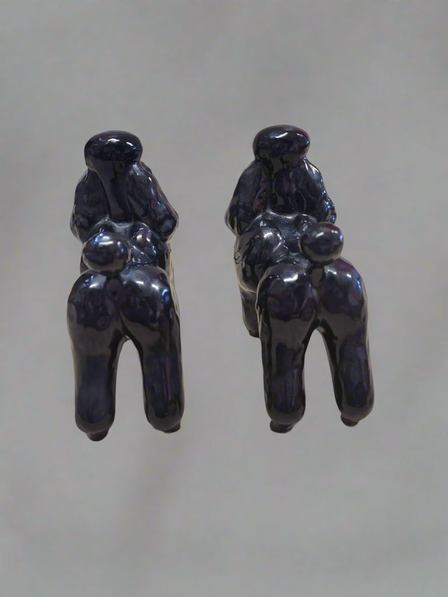 Pair of Large Beswick Poodle Black Gloss
