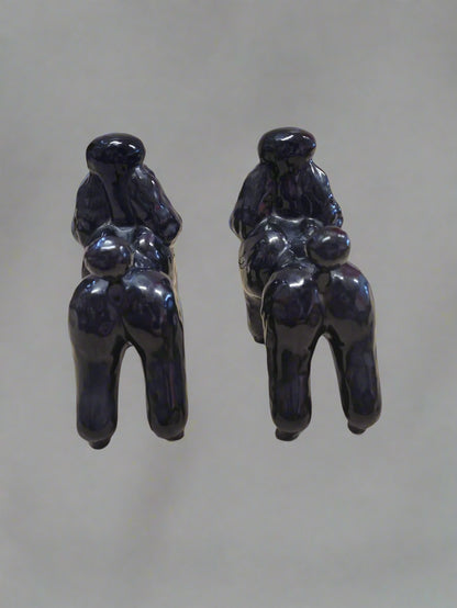Pair of Large Beswick Poodle Black Gloss