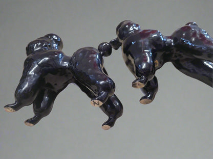 Pair of Large Beswick Poodle Black Gloss