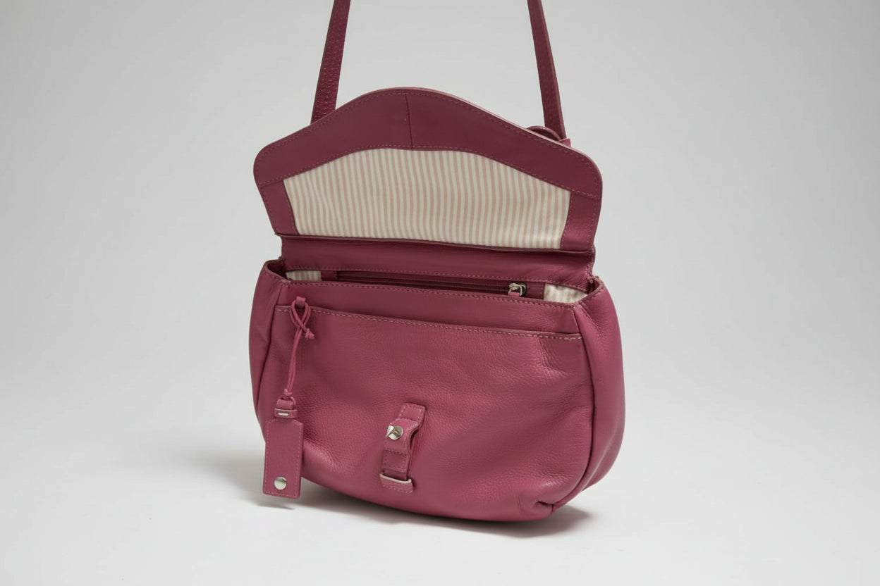 Radley Hot Pink Leather Handbag - Crossbody / Satchel - Long Shoulder Strap - Good Used Condition
