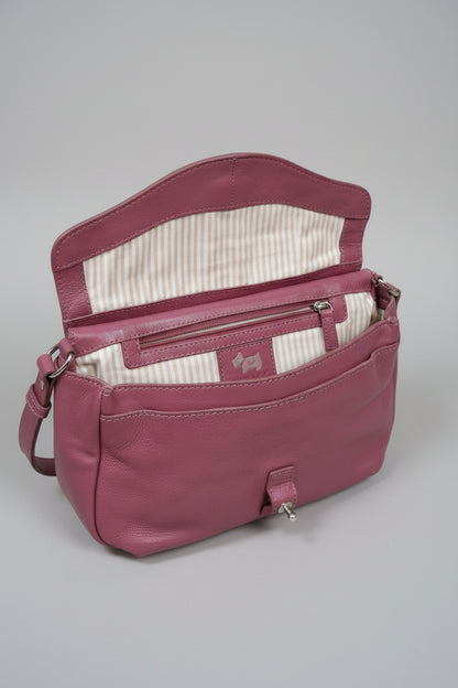 Radley Hot Pink Leather Handbag - Crossbody / Satchel - Long Shoulder Strap - Good Used Condition