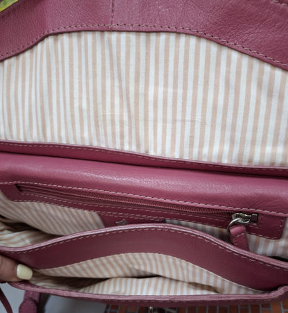 Radley Hot Pink Leather Handbag - Crossbody / Satchel - Long Shoulder Strap - Good Used Condition