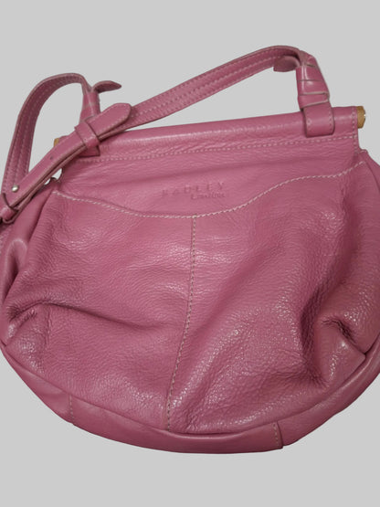 Radley Hot Pink Leather Handbag - Crossbody / Satchel - Long Shoulder Strap - Good Used Condition