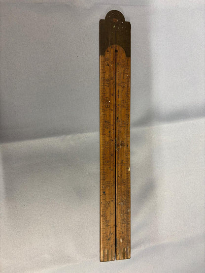 J.Rabone Antique Wooden Boxwood Brass Folding Ruler