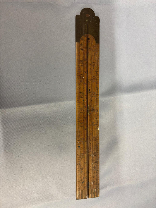 J.Rabone Antique Wooden Boxwood Brass Folding Ruler
