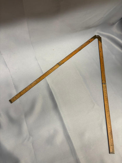 J.Rabone Antique Wooden Boxwood Brass Folding Ruler