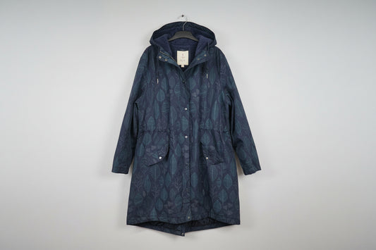 Sea-Salt Plant Hunter 2 Coat Jacket UK 26 28 EU 54 56 Hooded Cosy Zipped Navy-Blue - GOOD USED CONDITION