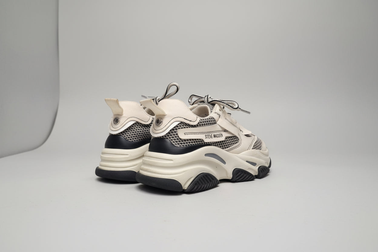 Steve Madden Possesion-E Chunky Trainers Cream Off-White UK 5 EU 38