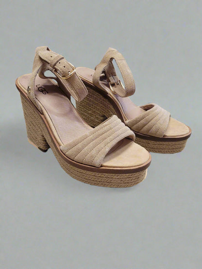 Ugg Beige Suede Sandals Hessian Jute Rope Heels UK 6 EU 39