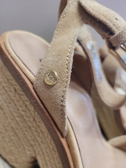 Ugg Beige Suede Sandals Hessian Jute Rope Heels UK 6 EU 39