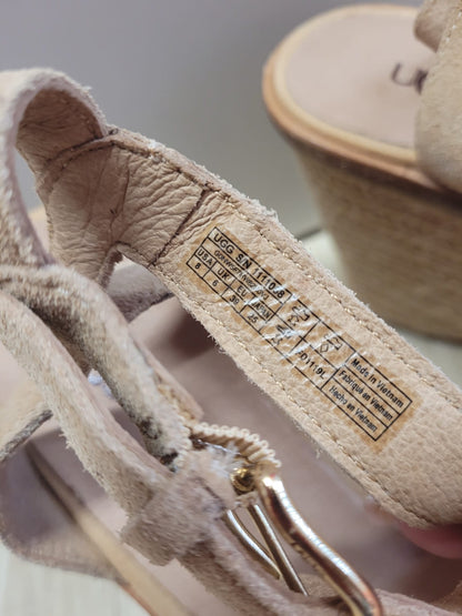 Ugg Beige Suede Sandals Hessian Jute Rope Heels UK 6 EU 39