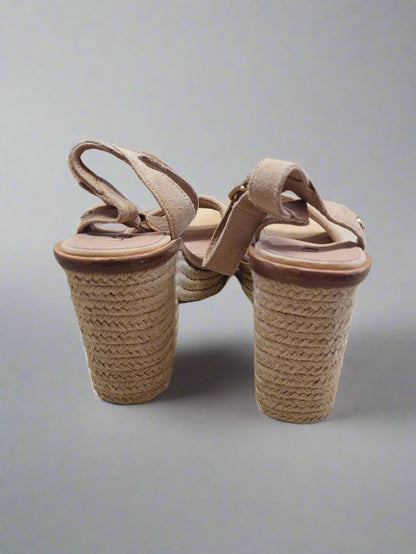 Ugg Beige Suede Sandals Hessian Jute Rope Heels UK 6 EU 39