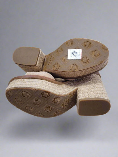 Ugg Beige Suede Sandals Hessian Jute Rope Heels UK 6 EU 39