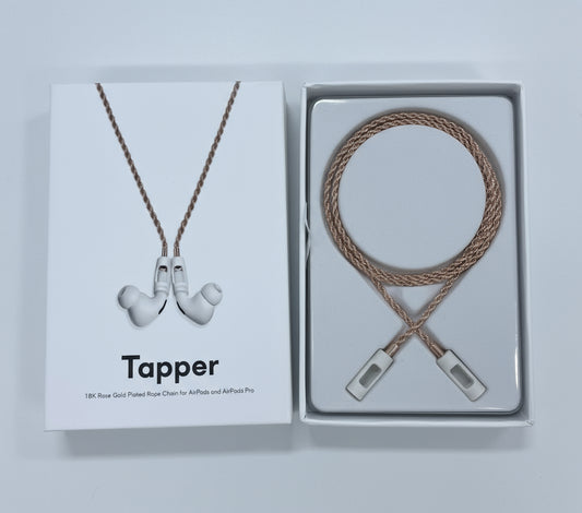 NEW Tapper Brand Air-Pods/Pro Headphones 18K Rose Gold Plated Strap/Wire In Box