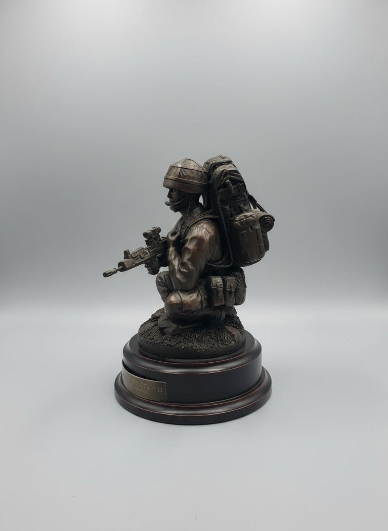 British Army Crouching Signaller Bronze Statue