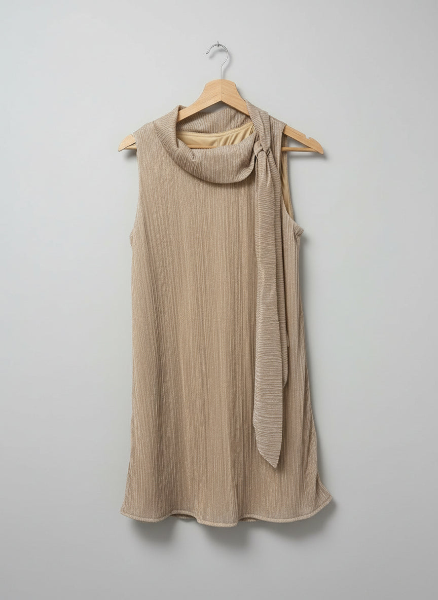 Gina Bacconi Metallic & Shiny Gold Festive Holiday Long Top/Dress Size 12 (USED)