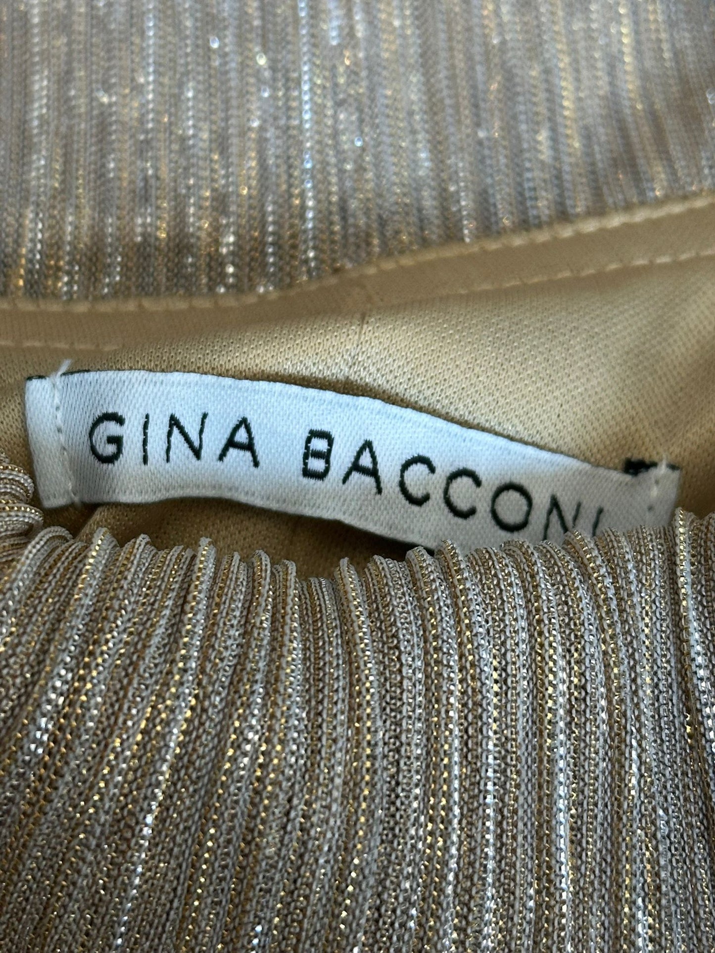 Gina Bacconi Metallic & Shiny Gold Festive Holiday Long Top/Dress Size 12 (USED)