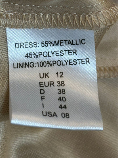 Gina Bacconi Metallic & Shiny Gold Festive Holiday Long Top/Dress Size 12 (USED)