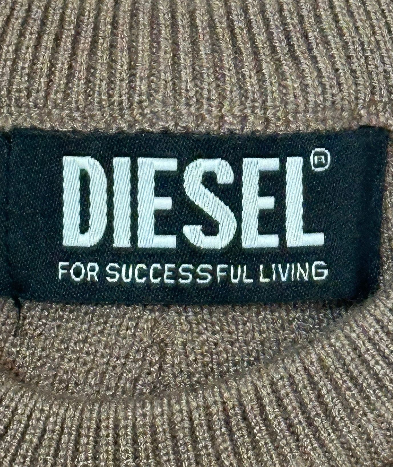Diesel (S) Brand M-Onerva Tank Top UK 8 Cut Out Knit Vest Logo Plaque Brown