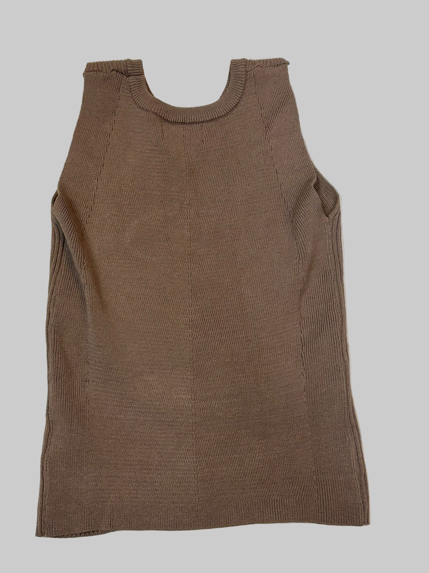 Diesel (S) Brand M-Onerva Tank Top UK 8 Cut Out Knit Vest Logo Plaque Brown