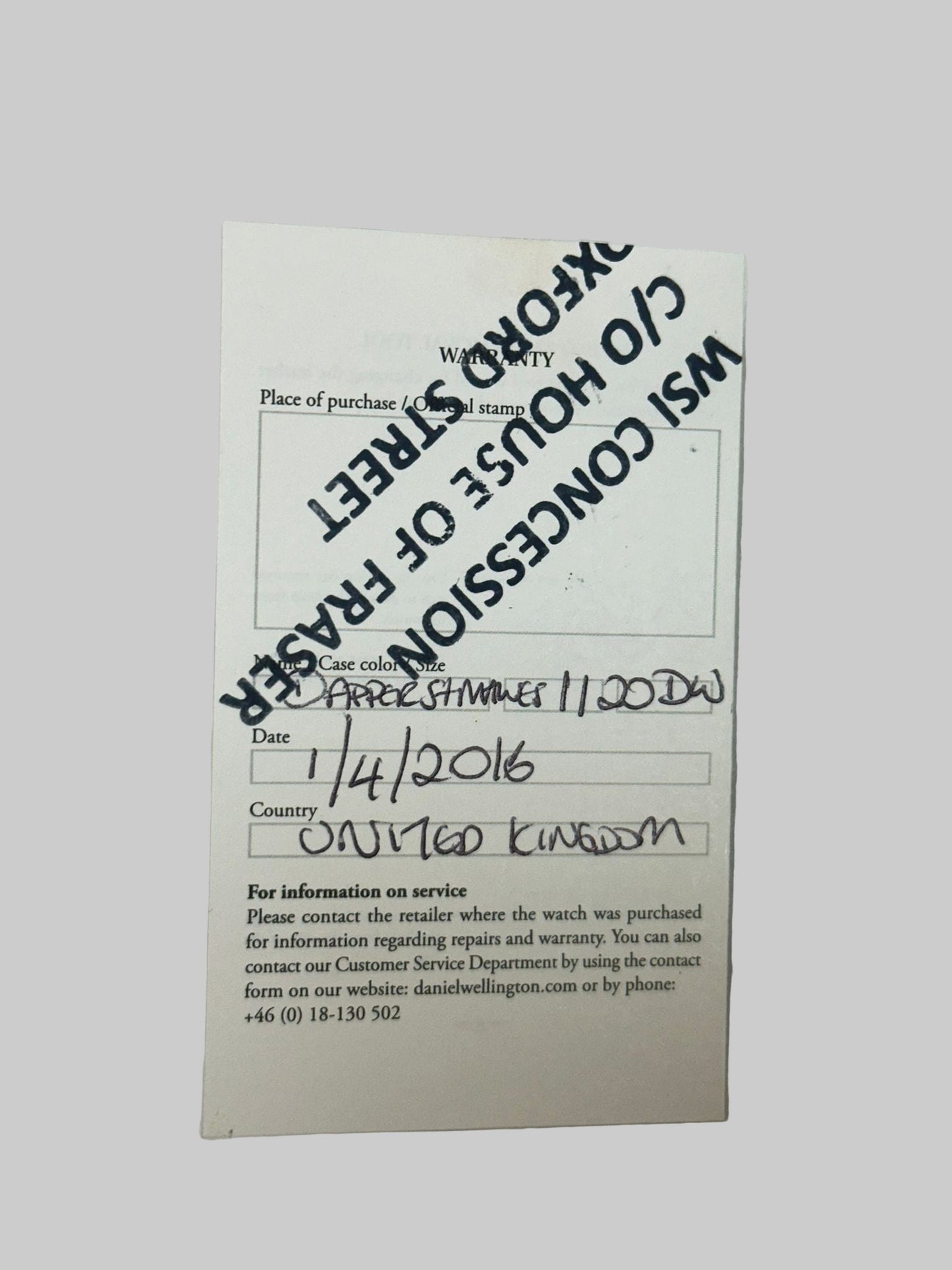 Daniel Wellington Stainless Steel Watch with Leather Wrist Band Dapper B38S1 Serial Number 01020024188