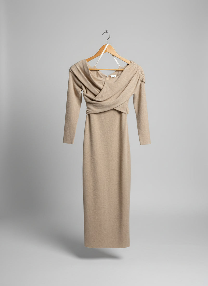 Ladies Abercrombie & Fitch Long Dress size XS Sparkly Beige UK 8-10