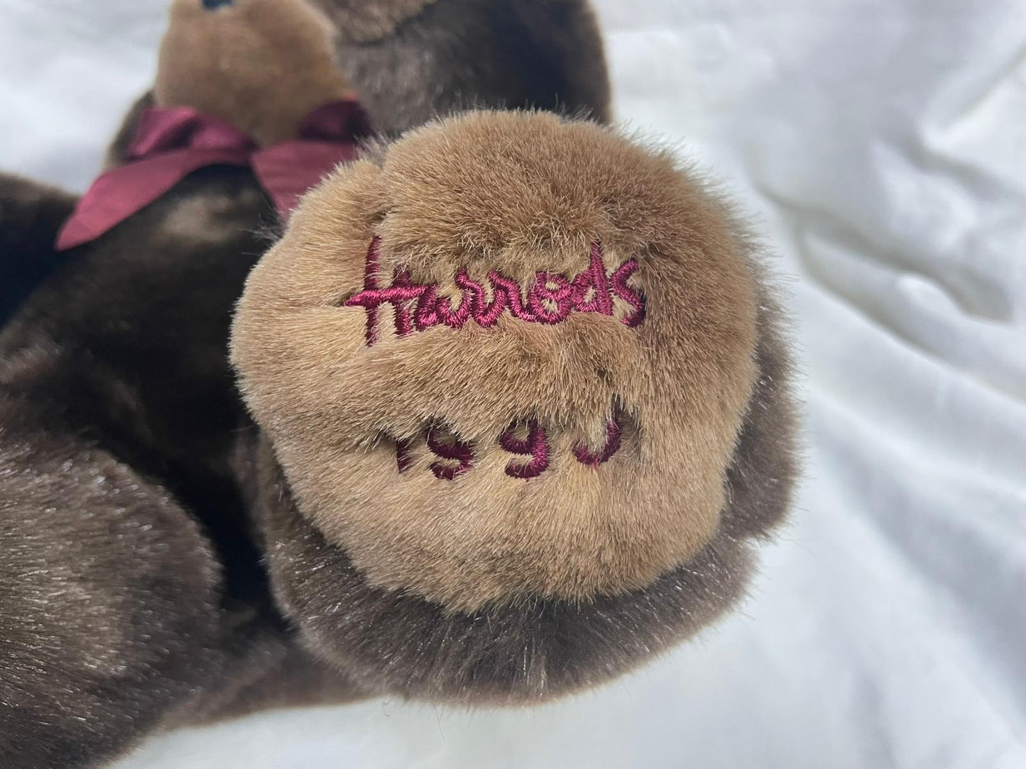 Harrods Christmas Teddy Bear 1990 Plush Soft Toy with Tag 14"