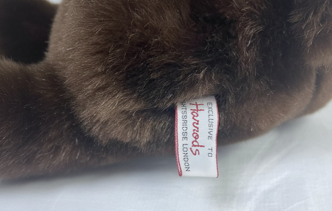 Harrods Christmas Teddy Bear 1990 Plush Soft Toy with Tag 14"