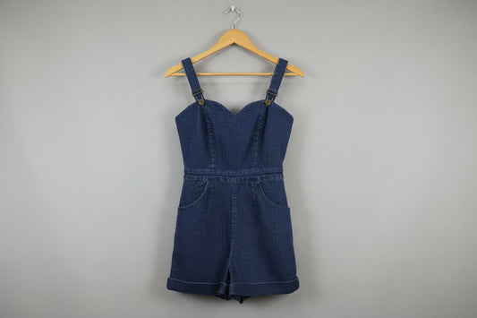 NEW Collectif London Willow Denim Playsuit (Size: 26/ XS/ 8) (RRP: £60)