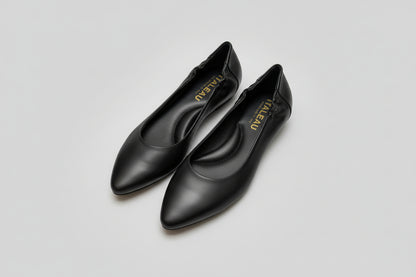 ITALEAU - Women's Black Flats EU Size 38.5 Handmade in Italy (USED)