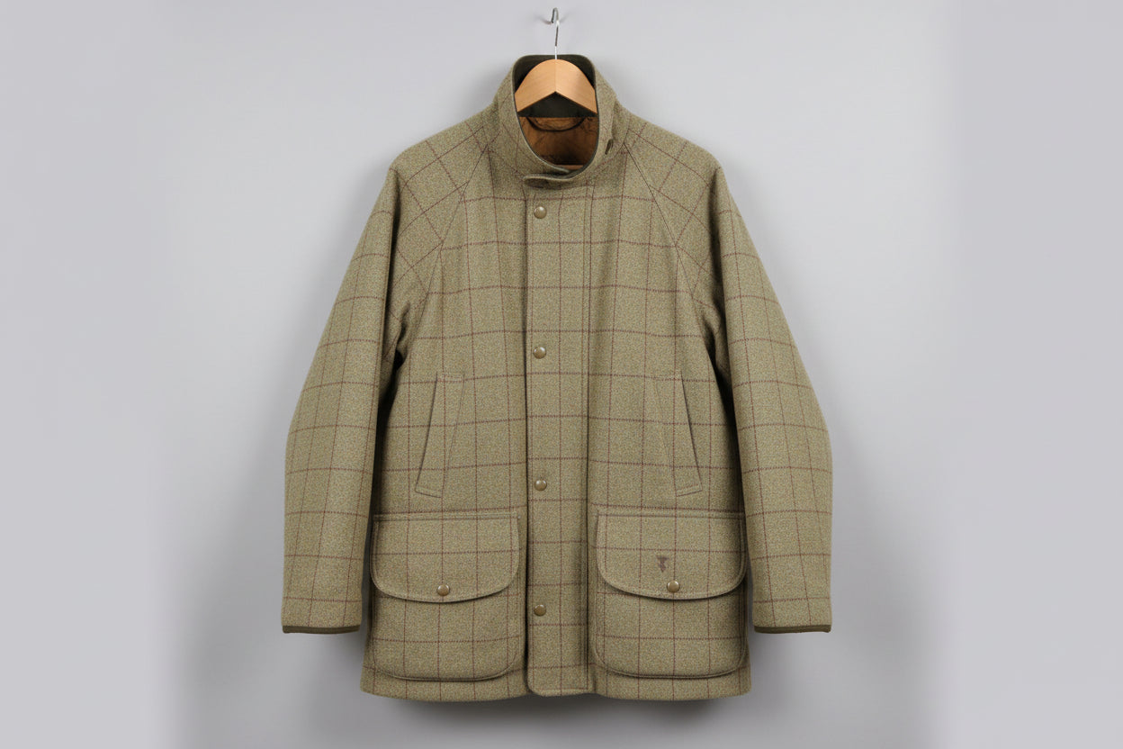 CORDINGS OF PICADILLY LONDON - Men's Green Tweed Wool Coat Size Large/52" - Stain