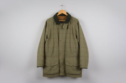 CORDINGS OF PICADILLY LONDON - Men's Green Tweed Wool Coat Size Large/52" - Stain