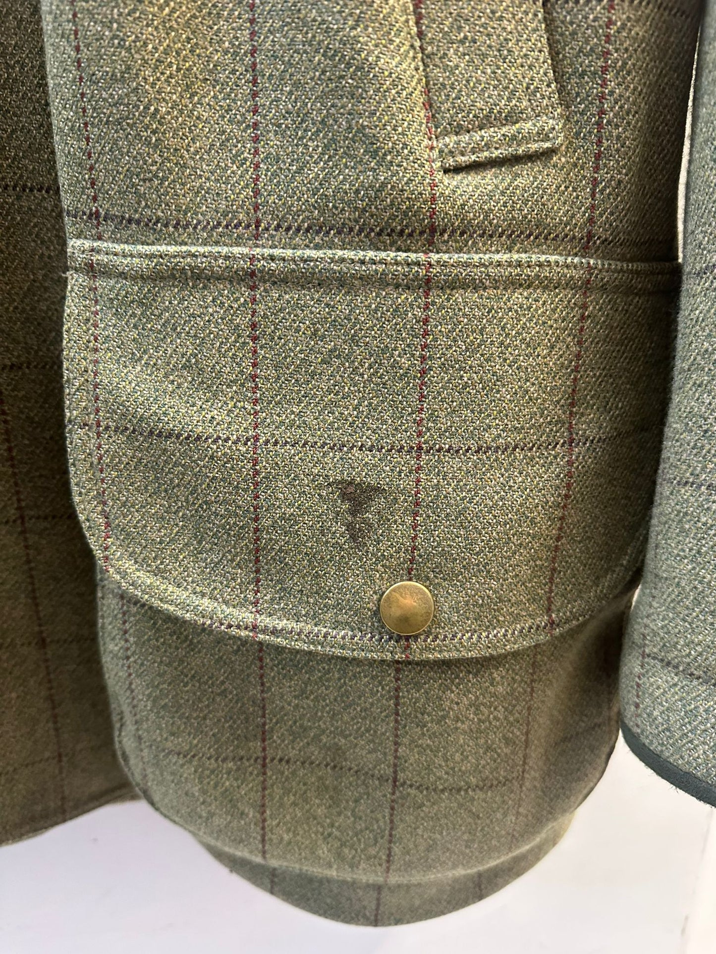 CORDINGS OF PICADILLY LONDON - Men's Green Tweed Wool Coat Size Large/52" - Stain