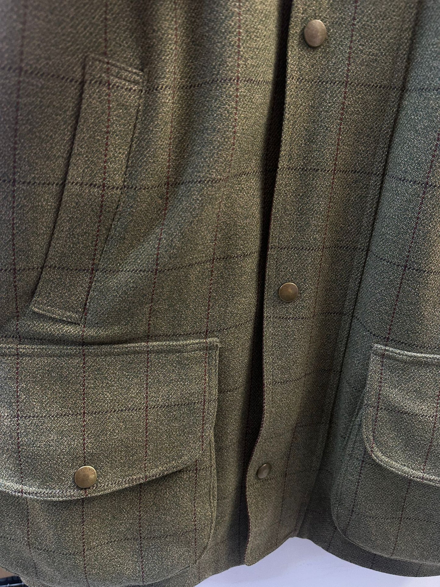 CORDINGS OF PICADILLY LONDON - Men's Green Tweed Wool Coat Size Large/52" - Stain