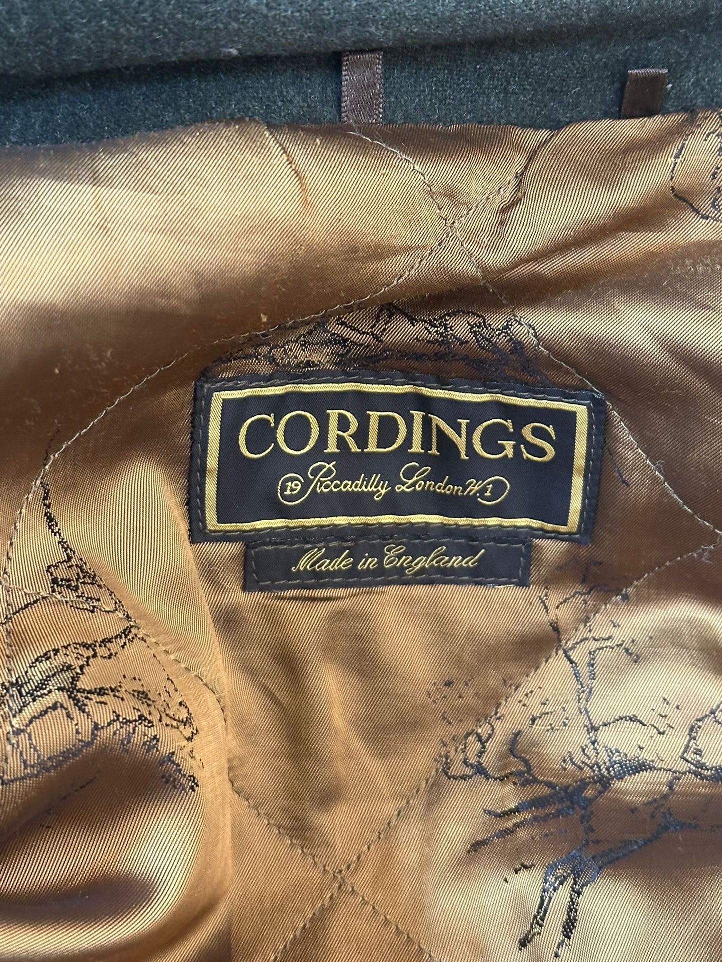 CORDINGS OF PICADILLY LONDON - Men's Green Tweed Wool Coat Size Large/52" - Stain