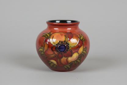 VTG WILLIAM MOORCROFT Pottery Flambe Anemone 3"