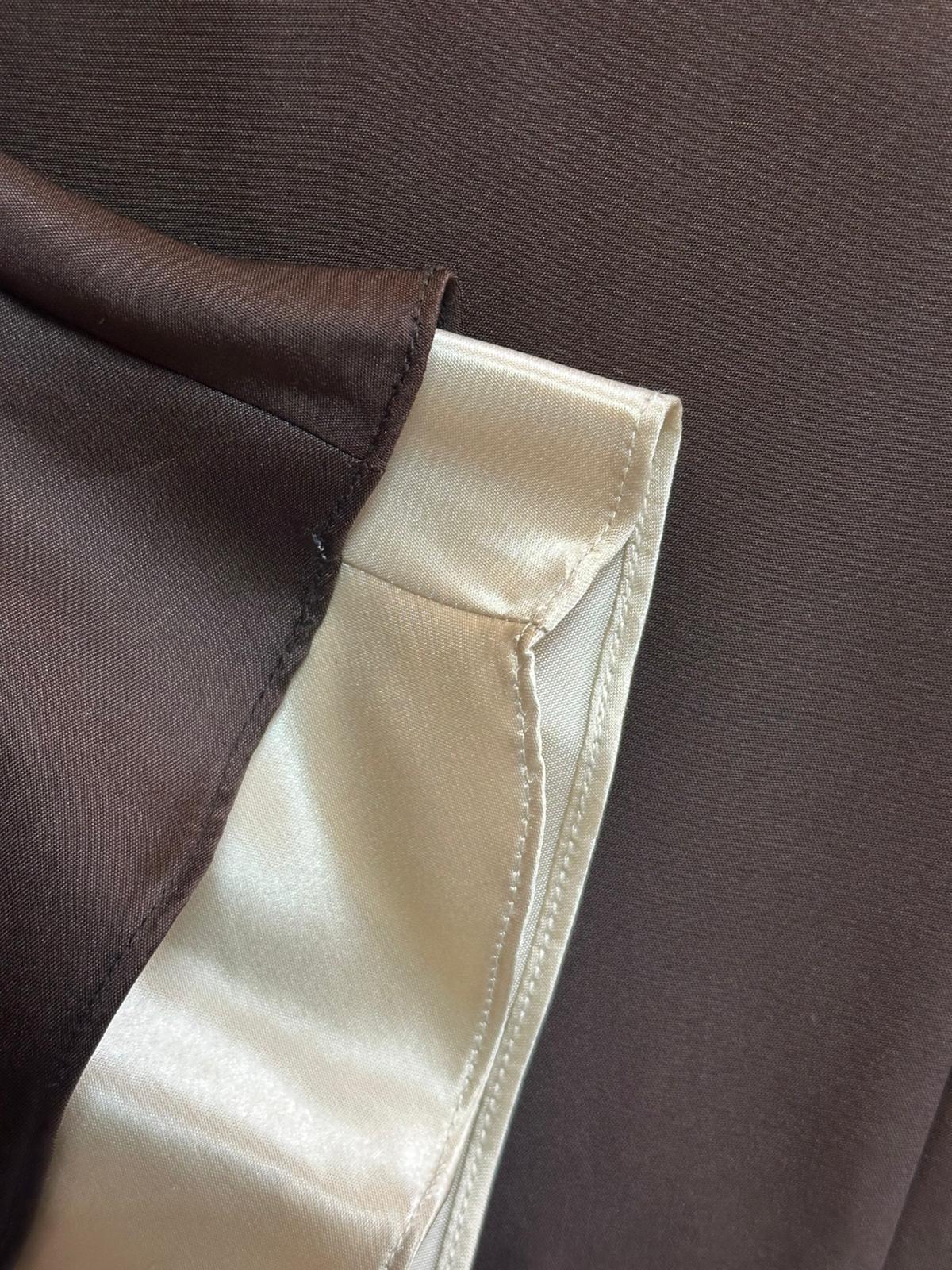 ANN TAYLOR - Women's Brown Dress with Cream Trim - Size 8 100% Silk Shell